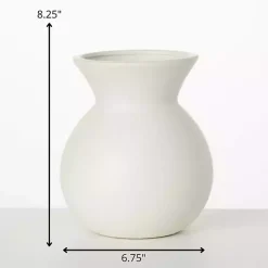 Matte Ivory Hourglass Ceramic Vase