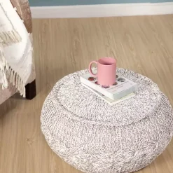 Melange Cable Knit Pouf