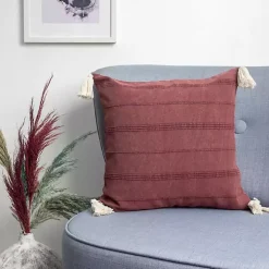 Merlot Striped Organic Cotton Throw Pillow