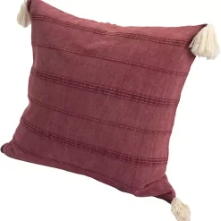 Merlot Striped Organic Cotton Throw Pillow