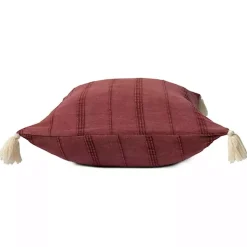 Merlot Striped Organic Cotton Throw Pillow