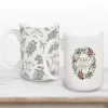 Merry & Bright Wreath Christmas Mugs, Set of 2
