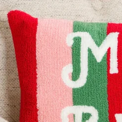 Merry and Bright Striped Pillow