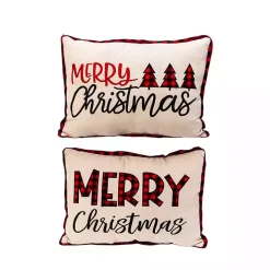 Merry Christmas Buffalo Check Pillows, Set of 2