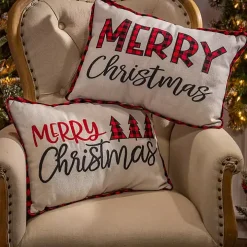 Merry Christmas Buffalo Check Pillows, Set of 2