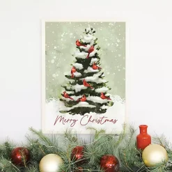 Merry Christmas Cardinal Tree Wall Plaque