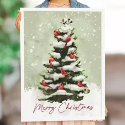 Merry Christmas Cardinal Tree Wall Plaque