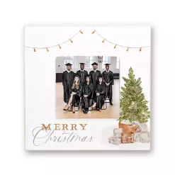 Merry Christmas Cottage Tree Picture Frame, 4x4