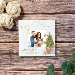 Merry Christmas Cottage Tree Picture Frame, 4x4