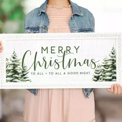 Merry Christmas Evergreen Beaded Frame Wall Plaque