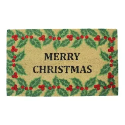 Merry Christmas Holly Doormat