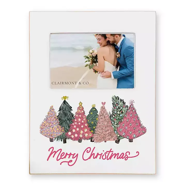 Merry Christmas Pink Trees Picture Frame, 4x6