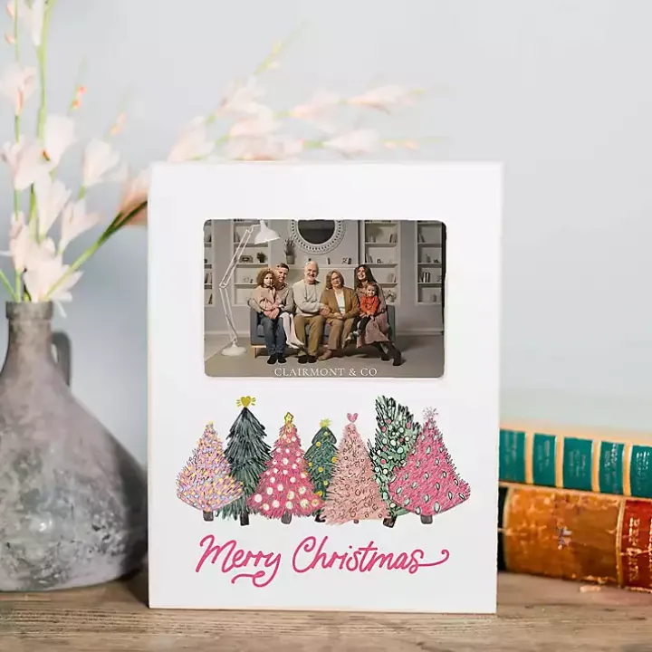 Merry Christmas Pink Trees Picture Frame, 4x6