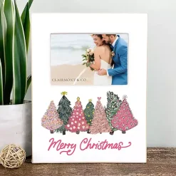 Merry Christmas Pink Trees Picture Frame, 4x6