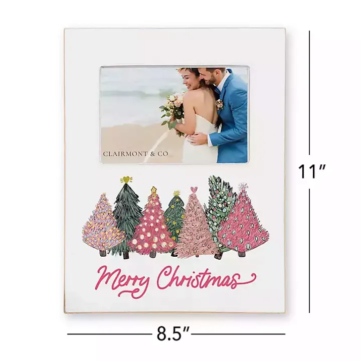 Merry Christmas Pink Trees Picture Frame, 4x6