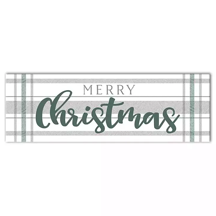 Merry Christmas Plaid Canvas Wall Plaque