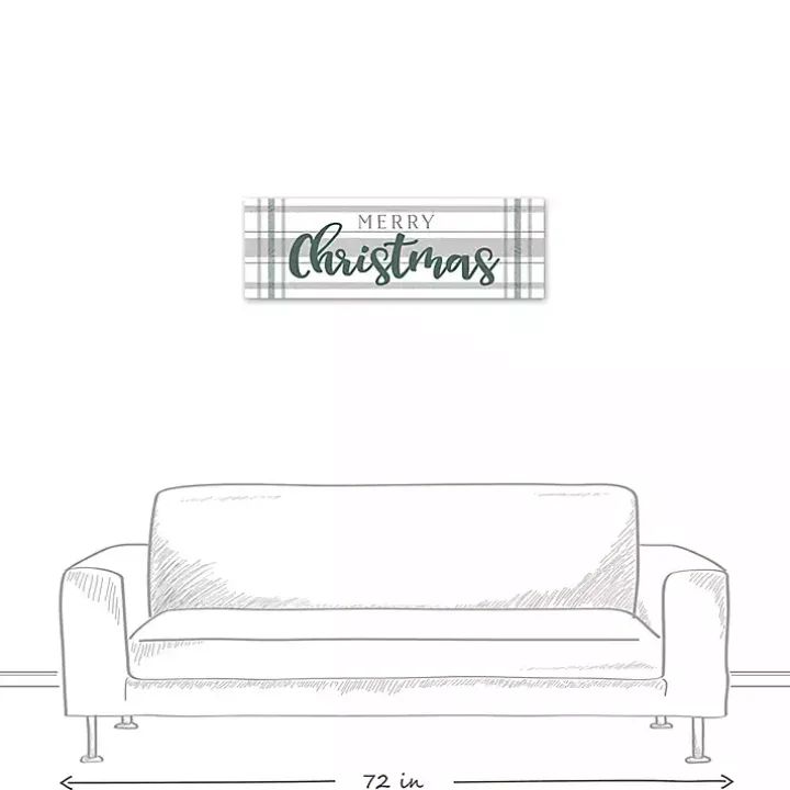 Merry Christmas Plaid Canvas Wall Plaque