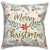 Merry Christmas Poinsettia Pillow