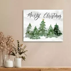 Merry Christmas Trees Canvas Art Print