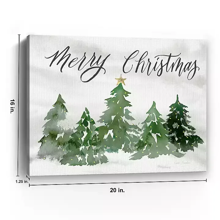 Merry Christmas Trees Canvas Art Print