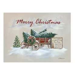 Merry Christmas Wagon Canvas Art Print