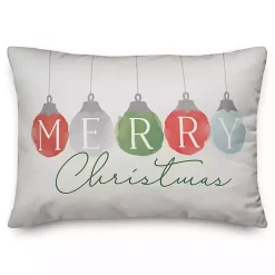 Merry Christmas Watercolor Ornaments Pillow