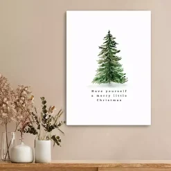Merry Christmas Watercolor Tree Canvas Print