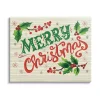 Merry Christmas with Holly Canvas Wall Plaque