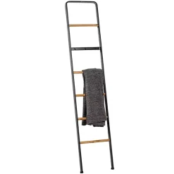 Metal and Fir Wood Leaning Ladder with Hooks
