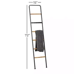 Metal and Fir Wood Leaning Ladder with Hooks
