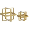 Metallic Gold Cube Sculptures, Set of 2