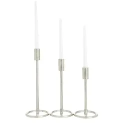 Metallic Loop Base Taper Candle Holders, Set of 3