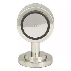 Metallic Silver Steel Beveled Base Tabletop Clock
