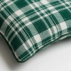 Mini Green and White Plaid Christmas Pillow