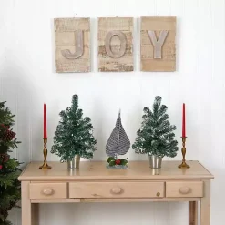 Mini Pine Trees in Tin Planters, Set of 2