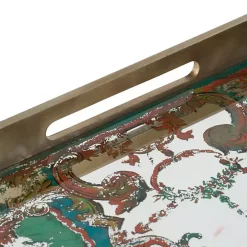 Mirrored Moroccan Pattern Tray with Gold Edges