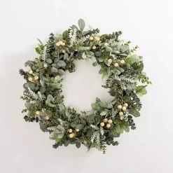 Mixed White Berry Eucalyptus Wreath