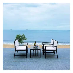 Modern Black Wicker 4-pc. Outdoor Living Set