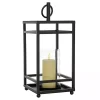 Modern Vintage Black Iron Framed Lantern, 18 in.