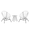 Modern White Wicker 3-pc. Outdoor Patio Set