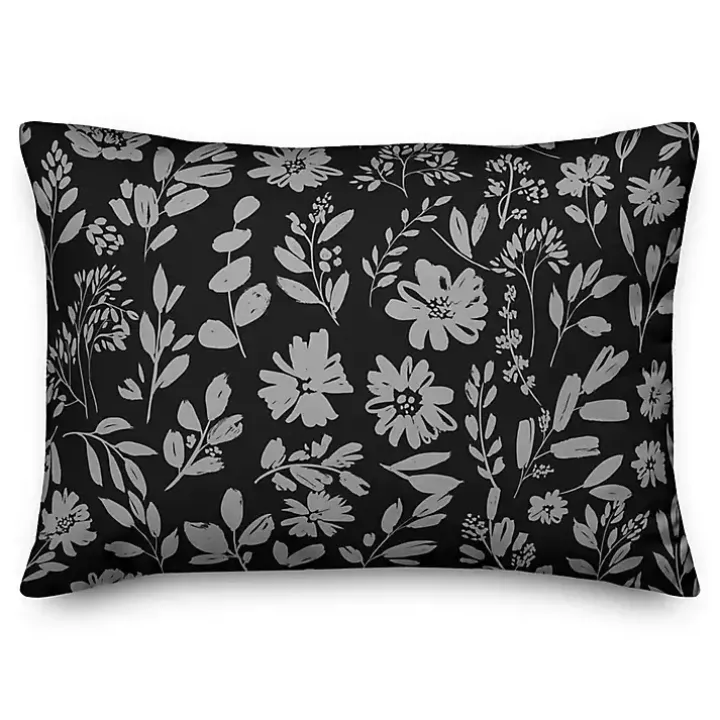 Monochrome Florals Indoor/Outdoor Lumbar Pillow