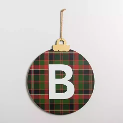 Monogram B Plaid Ornament Wall Plaque