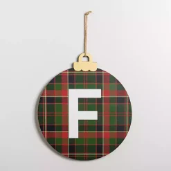 Monogram F Plaid Ornament Wall Plaque