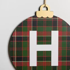 Monogram H Plaid Ornament Wall Plaque