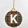 Monogram K Plaid Ornament Wall Plaque