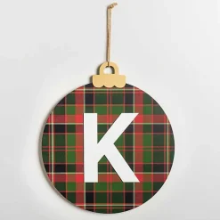 Monogram K Plaid Ornament Wall Plaque
