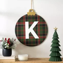 Monogram K Plaid Ornament Wall Plaque