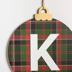 Monogram K Plaid Ornament Wall Plaque