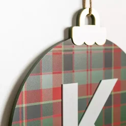 Monogram K Plaid Ornament Wall Plaque