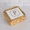 Monogram P Beaded Napkin Holder Set